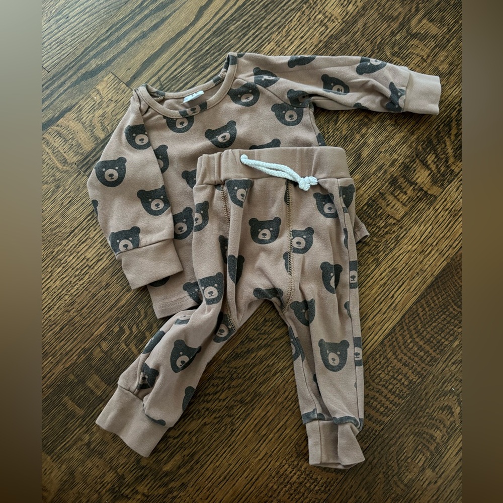 Little One Shop brown bear lounge suit size 12m